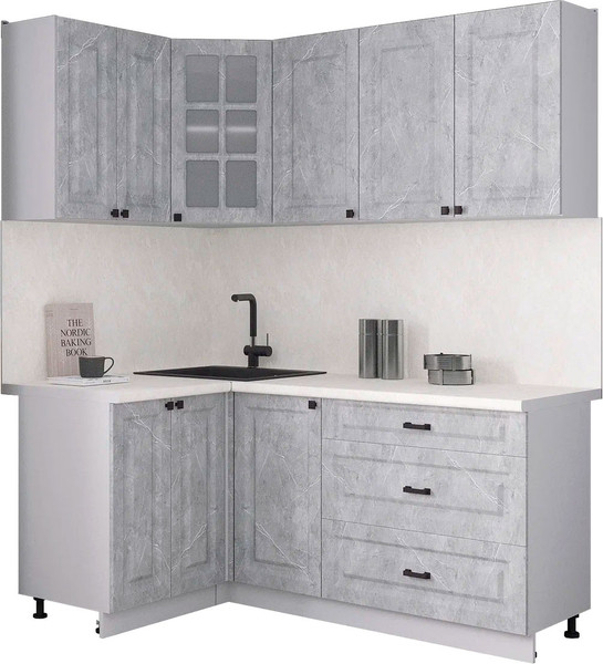 Изображение товара Кухонный гарнитур Интерлиния Мила Деко 1.2x1.8 (керамика/керамика/опал светлый)