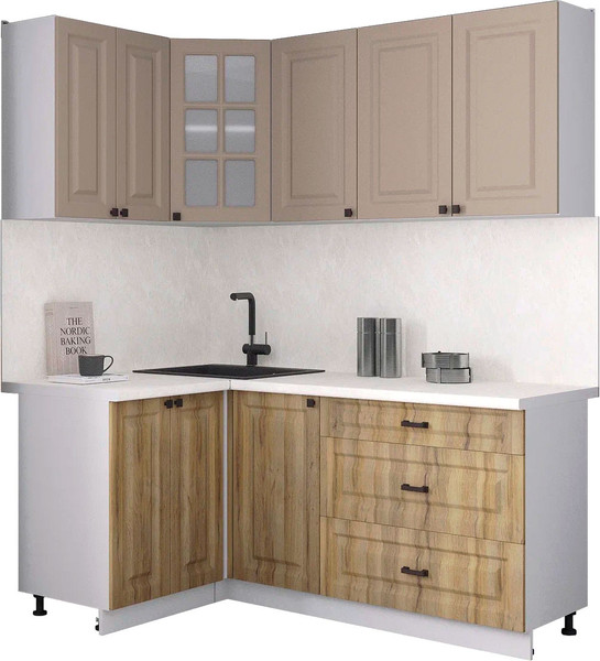 Изображение товара Кухонный гарнитур Интерлиния Мила Деко 1.2x1.8 (дуб вотан/луна/опал светлый)