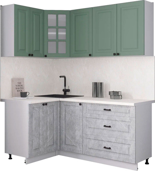 Изображение товара Кухонный гарнитур Интерлиния Мила Деко 1.2x1.8 (керамика/мята/опал светлый)