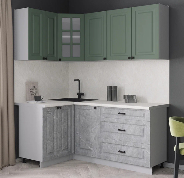 Изображение товара Кухонный гарнитур Интерлиния Мила Деко 1.2x1.8 (керамика/мята/опал светлый)