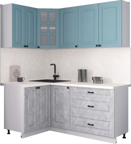 Изображение товара Кухонный гарнитур Интерлиния Мила Деко 1.2x1.8 (керамика/океан/опал светлый)