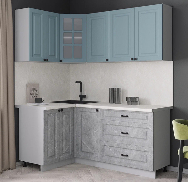 Изображение товара Кухонный гарнитур Интерлиния Мила Деко 1.2x1.8 (керамика/океан/опал светлый)