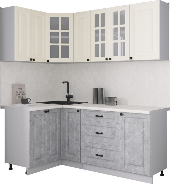 Изображение товара Кухонный гарнитур Интерлиния Мила Деко 1.2x1.9 (керамика/белый/опал светлый)