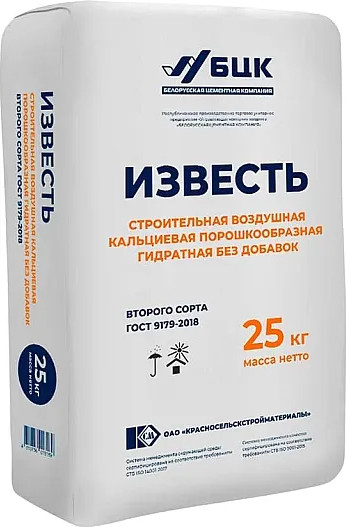 Изображение товара Известь строительная БЦК Порошкообразная воздушно-гидратная (25кг)