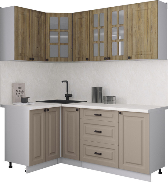 Изображение товара Кухонный гарнитур Интерлиния Мила Деко 1.2x1.9 (луна/дуб вотан/опал светлый)