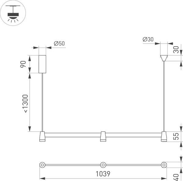 Изображение товара Люстра Arlight SP-ELIZEO-S1000-16W Warm3000 WH 35deg / 036593