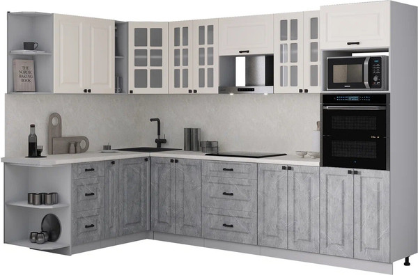 Изображение товара Кухонный гарнитур Интерлиния Мила Деко 1.88x3.0 LV (керамика/белый/опал светлый)