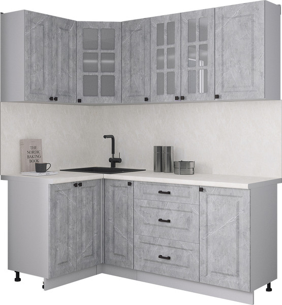 Изображение товара Кухонный гарнитур Интерлиния Мила Деко 1.2x1.9 (керамика/керамика/опал светлый)