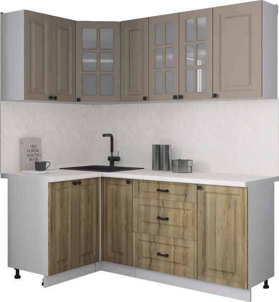 Изображение товара Кухонный гарнитур Интерлиния Мила Деко 1.2x1.9 (дуб вотан/луна/опал светлый)