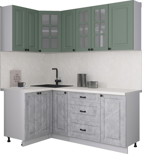 Изображение товара Кухонный гарнитур Интерлиния Мила Деко 1.2x1.9 (керамика/мята/опал светлый)