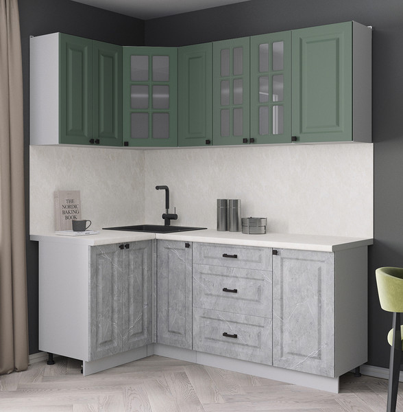 Изображение товара Кухонный гарнитур Интерлиния Мила Деко 1.2x1.9 (керамика/мята/опал светлый)