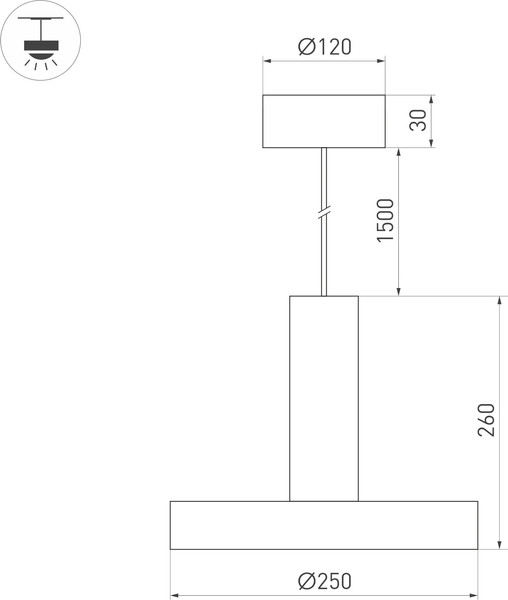 Изображение товара Потолочный светильник Arlight SP-ERIC-R250-8W Warm3000 BK 120deg / 035930