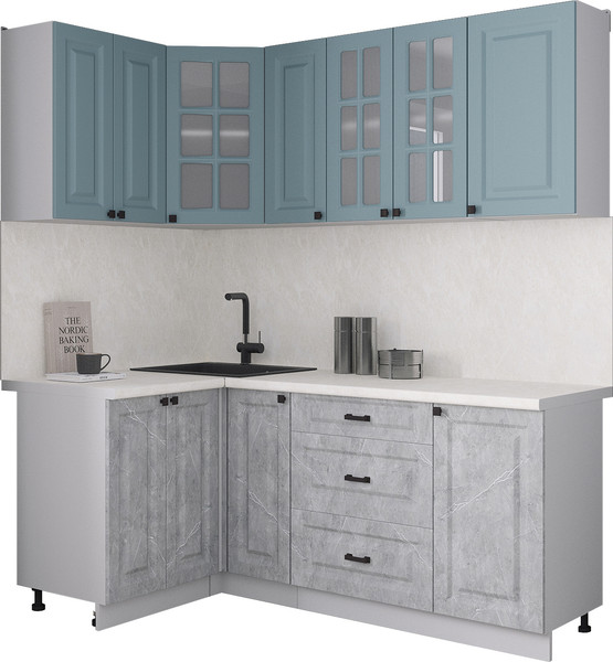 Изображение товара Кухонный гарнитур Интерлиния Мила Деко 1.2x1.9 (керамика/океан/опал светлый)