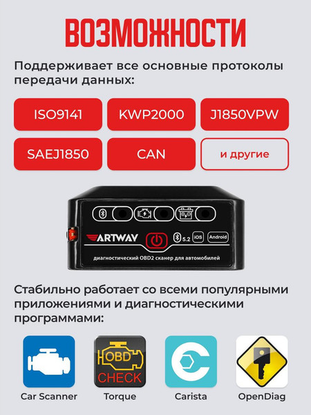 Изображение товара Автосканер Artway OBD-15