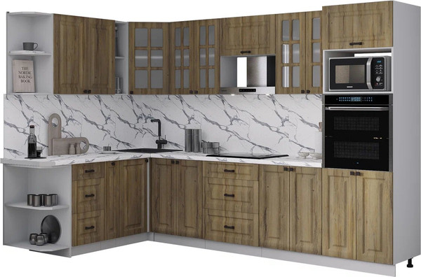 Изображение товара Кухонный гарнитур Интерлиния Мила Деко 1.88x3.0 LV (дуб вотан/дуб вотан/белый гранит)