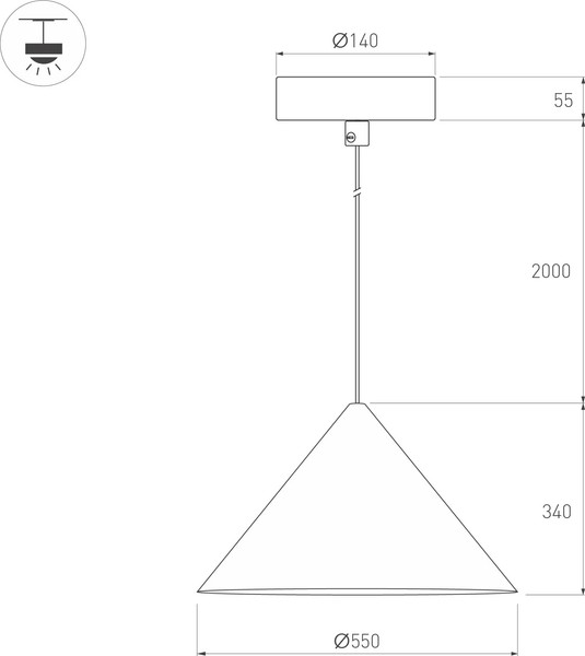 Изображение товара Потолочный светильник Arlight SP-MAKOTO-R550-14W Warm2700 WH 36deg / 054407