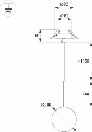 Изображение товара Потолочный светильник Arlight SP-BEADS-HANG-BUILT-T-R100-8W Warm3000 BK-GD 180deg / 056420