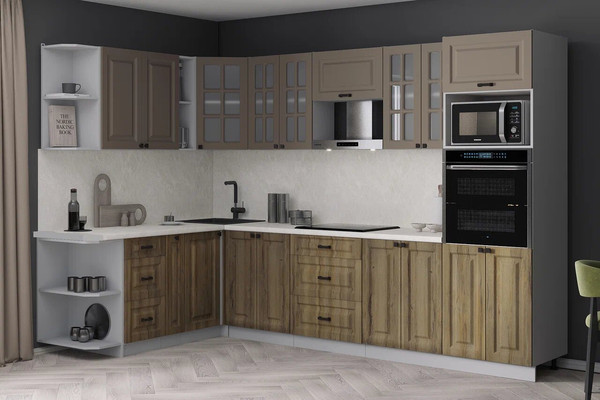 Изображение товара Кухонный гарнитур Интерлиния Мила Деко 1.88x3.0 LV (дуб вотан/луна/опал светлый)