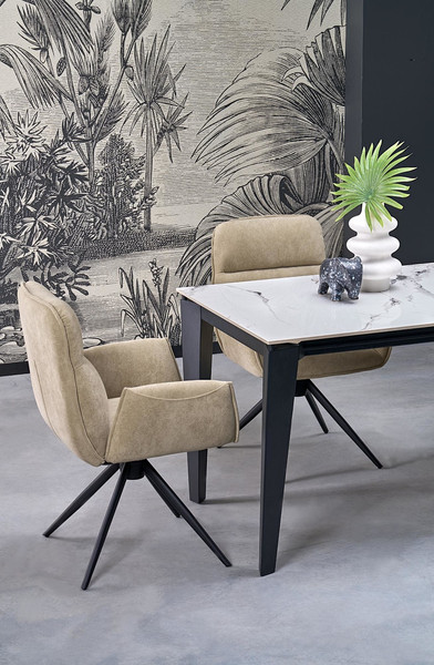 Изображение товара Обеденный стол Halmar Felix (белый мрамор/черный)