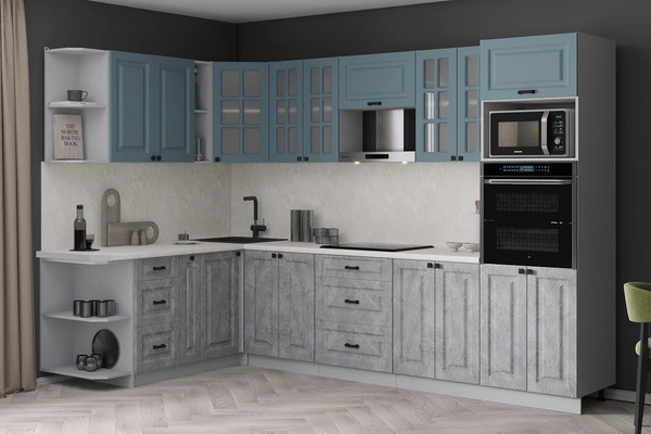 Изображение товара Кухонный гарнитур Интерлиния Мила Деко 1.88x3.0 LV (керамика/океан/опал светлый)