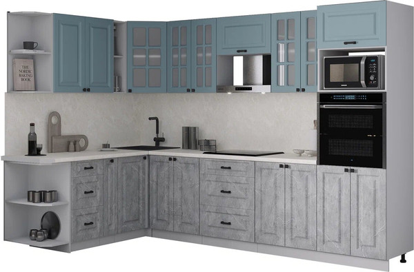 Изображение товара Кухонный гарнитур Интерлиния Мила Деко 1.88x3.0 LV (керамика/океан/опал светлый)