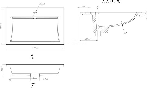 Изображение товара Умывальник Versalia Luxor 700