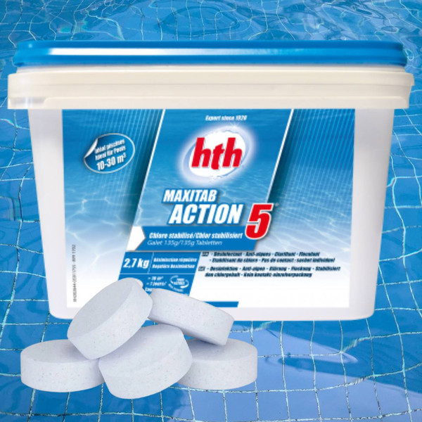 Изображение товара Средство для бассейна дезинфицирующее HTH Maxitab Action 5 5в1 (2.7кг)