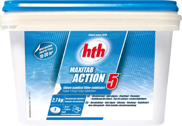 Изображение товара Средство для бассейна дезинфицирующее HTH Maxitab Action 5 5в1 (2.7кг)