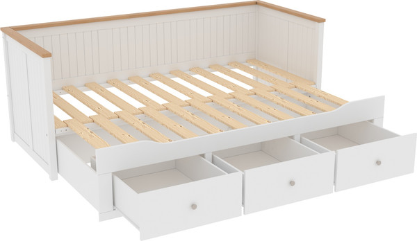 Изображение товара Кровать-тахта ММЦ Кантри 80x200 с ящиками (белый лак/браун)
