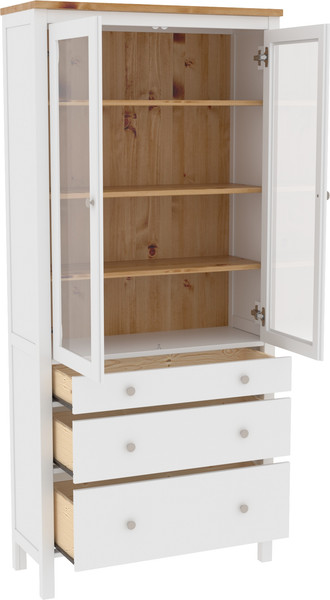 Изображение товара Шкаф с витриной ММЦ Кантри 23 (белый лак/браун)