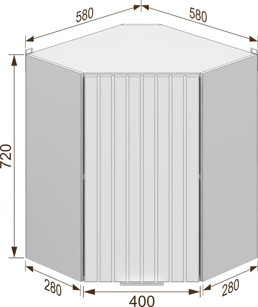 Изображение товара Шкаф навесной для кухни Arvento Корнелия Анта-плюс ВШУ угловой (графит софт)