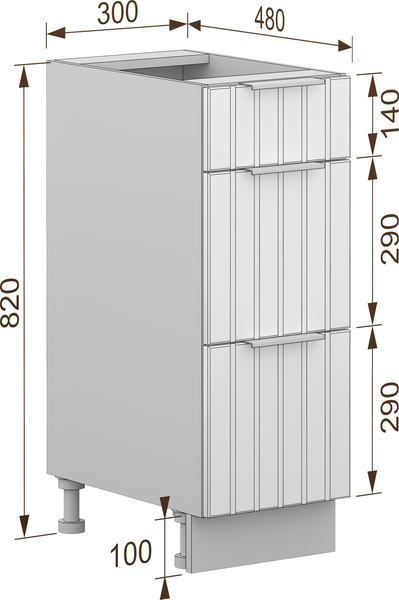 Изображение товара Шкаф-стол кухонный Arvento Корнелия Анта-плюс НШ30р3ш без столешницы (графит софт)