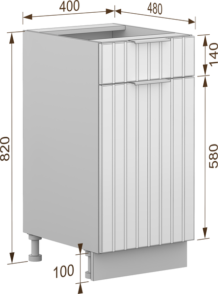Изображение товара Шкаф-стол кухонный Arvento Корнелия Анта-плюс НШ40р1ш без столешницы (графит софт)