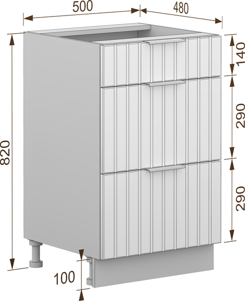 Изображение товара Шкаф-стол кухонный Arvento Корнелия Анта-плюс НШ50р3ш без столешницы (капучино софт)