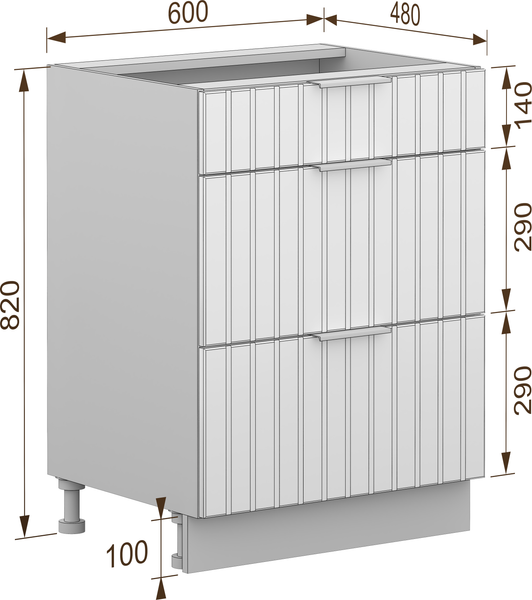 Изображение товара Шкаф-стол кухонный Arvento Корнелия Анта-плюс НШ60р3ш без столешницы (графит софт)