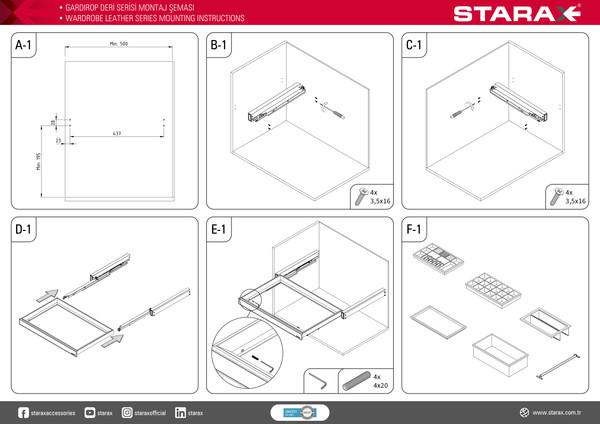 Изображение товара Корзина выдвижная для шкафа Starax Tandem S-6417-A (кожа, антрацит)
