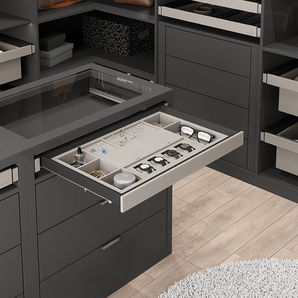 Изображение товара Корзина выдвижная для шкафа Starax Tandem S-6417-A (кожа, антрацит)