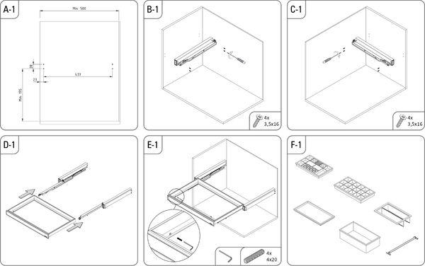Изображение товара Корзина выдвижная для шкафа Starax Tandem S-6425-A (антрацит)