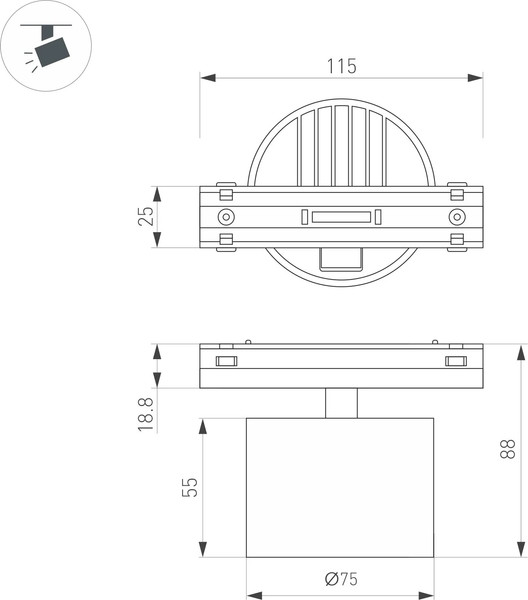 Изображение товара Трековый светильник Arlight MAG-VIBE-POINT-R75-10W Day4000-MIX BK 24deg / 045000