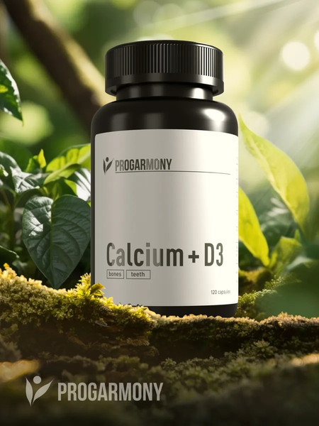 Изображение товара Витаминно-минеральный комплекс Progarmony Кальций+Д3 600 МЕ (120 капсул)