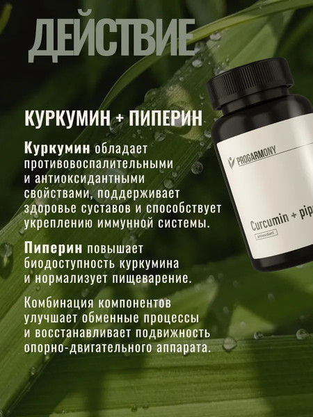 Изображение товара Пищевая добавка Progarmony Куркумин и пиперин (60 капсул)
