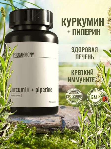 Изображение товара Пищевая добавка Progarmony Куркумин и пиперин (60 капсул)