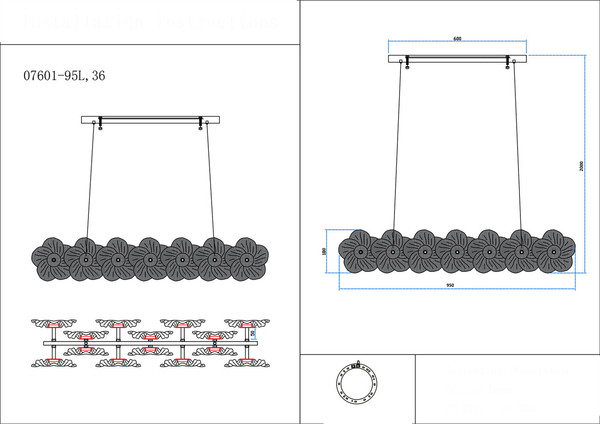 Изображение товара Люстра Kinklight Грея 07601-95L.36 (латунь)