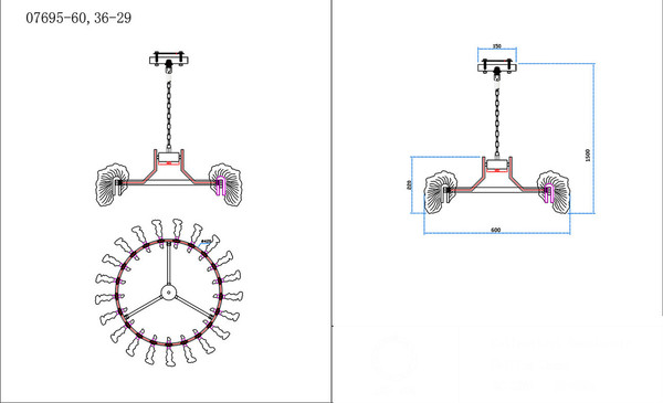 Изображение товара Люстра Kinklight Мару 07695-60.36-29 (латунь/черный)