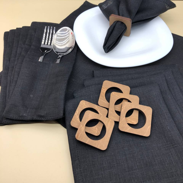 Изображение товара Комплект столового белья ОМурМебель Квадрат (6шт, черный)