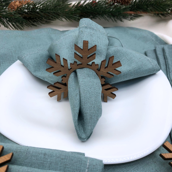 Изображение товара Комплект столового белья ОМурМебель Снежинка (6шт, синий)