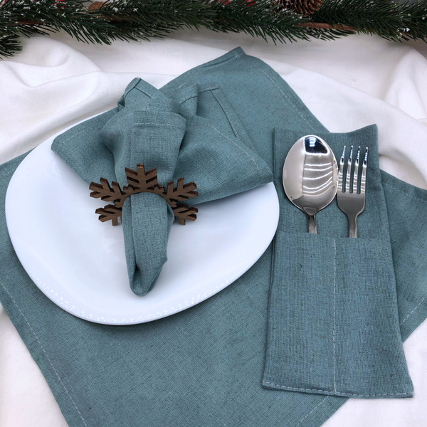 Изображение товара Комплект столового белья ОМурМебель Снежинка (6шт, синий)