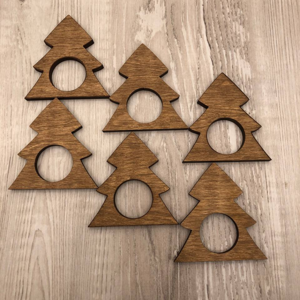 Изображение товара Набор сервировочных салфеток ОМурМебель с держателем Елка (6шт, зеленый)