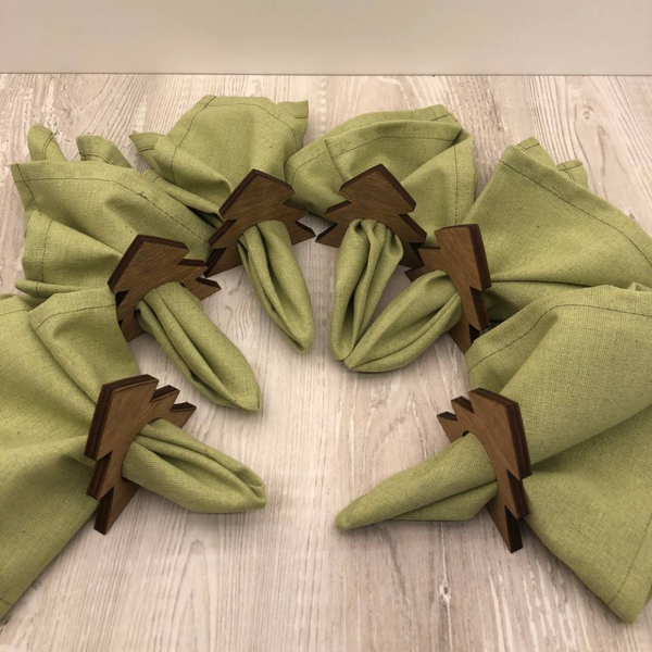 Изображение товара Набор сервировочных салфеток ОМурМебель с держателем Елка (6шт, зеленый)