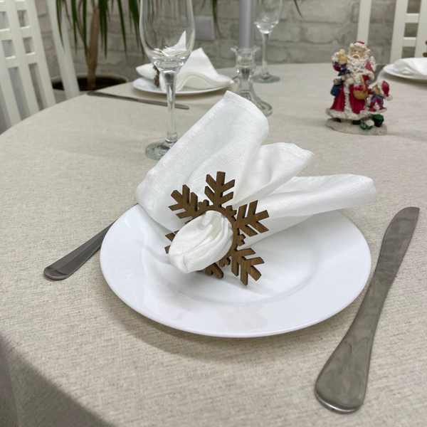 Изображение товара Набор сервировочных салфеток ОМурМебель с держателем Снежинка (6шт, белый)